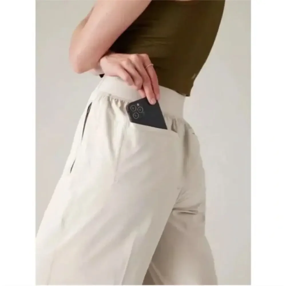 NWT Athleta Brooklyn Heights Pants Wide Leg Stretch Tan Cream Size 20 - Picture 3 of 12